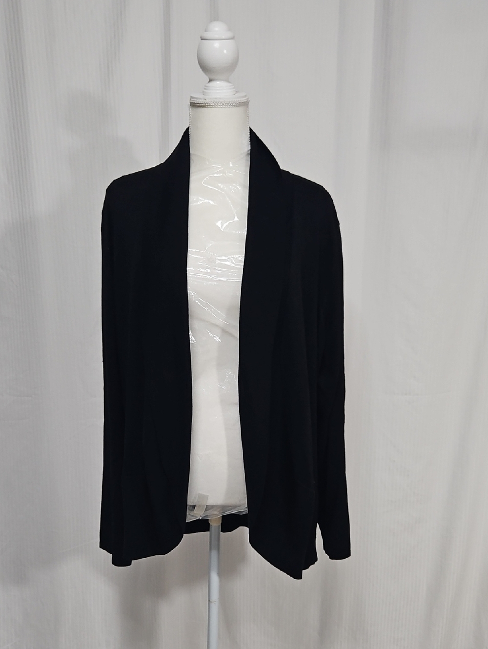 Karen Scott Black Open-Front Women's Cardigan